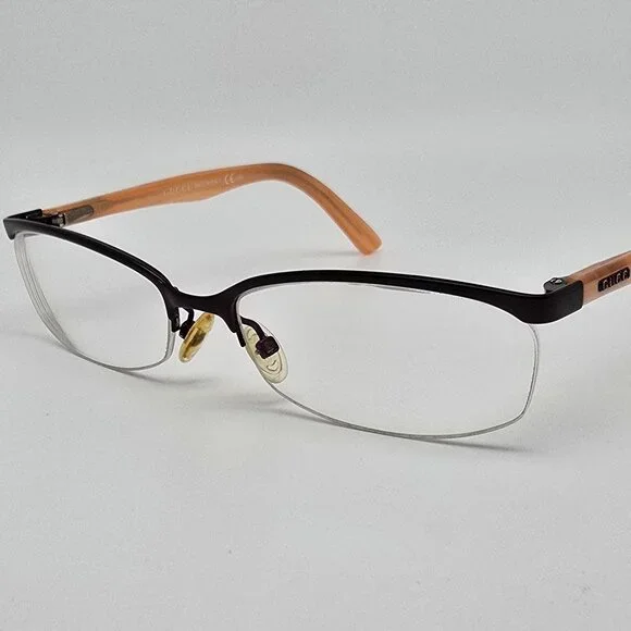 Gucci GG2901 Burgundy Cream Stripe Semi Rimless Eyeglasses Frame w/ Case Italy